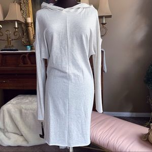 NWOT Gray Hoodie Sweater Dress with Cutout Sleeves